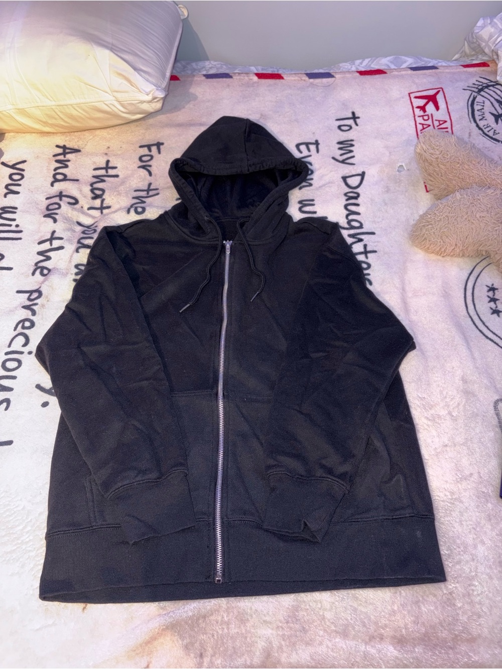 Plain black zip up hoodie